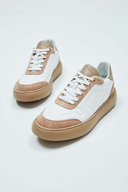 Tamer Tanca Beyaz-Vizon Erkek Deri Sneaker 698 1054-1 ERK AYK Y23 - Görsel 4