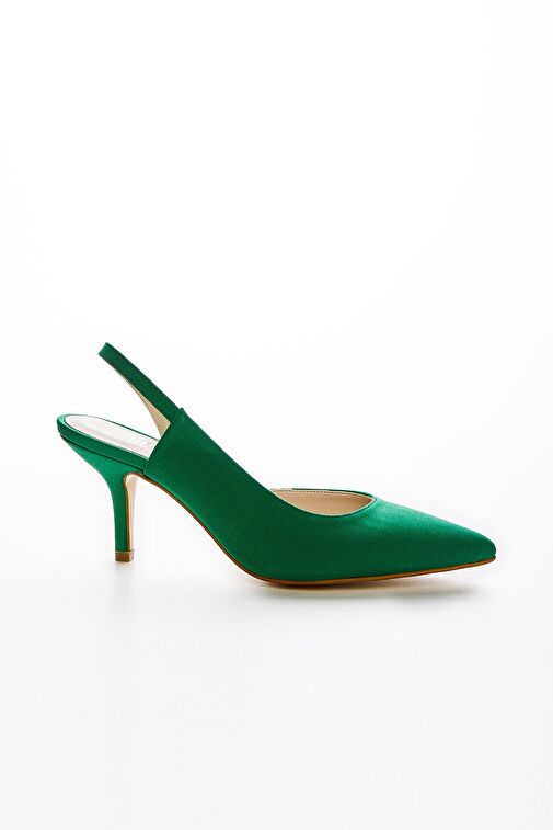 Valmenti Fiorella Kadın Yeşil Saten Suni Deri Topuklu Ayakkabı - Görsel 2