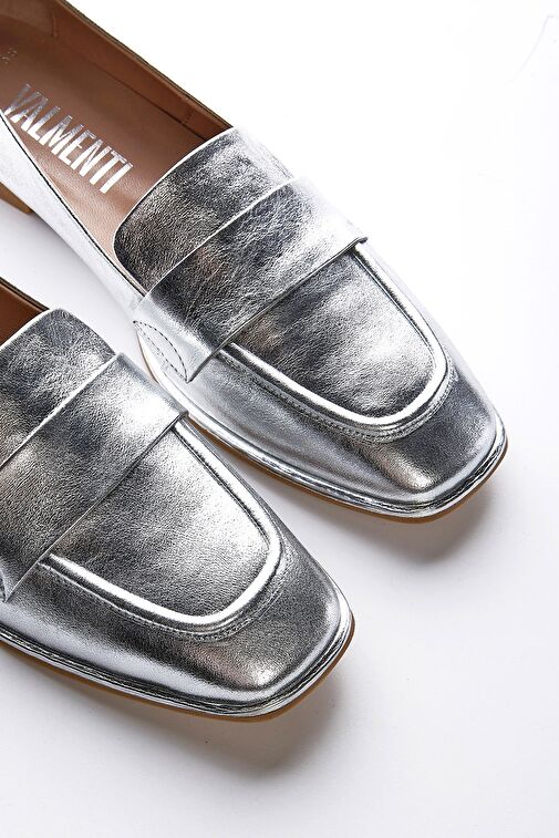 Valmenti Gümüş Kadın Deri Loafer 33 2509 BN AYK Y23 - Görsel 6