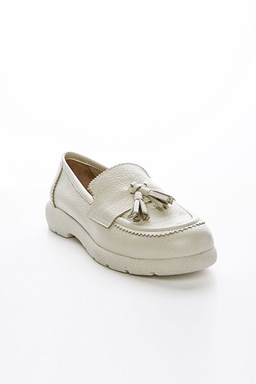 Valmenti Serena Kadın Bej Floter Hakiki Deri Loafer Ayakkabı - Görsel 3