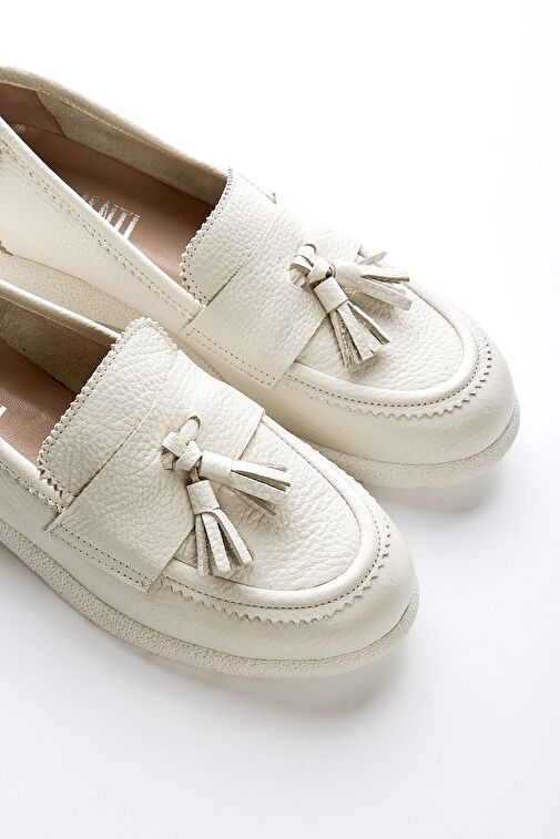 Valmenti Serena Kadın Bej Floter Hakiki Deri Loafer Ayakkabı - Görsel 6