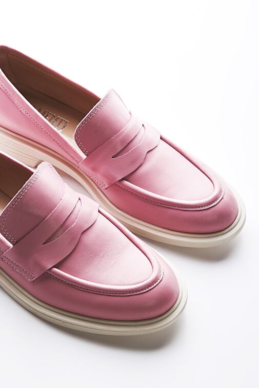 Valmenti Yolanda Kadın Pembe Hakiki Deri Loafer Ayakkabı - Görsel 5
