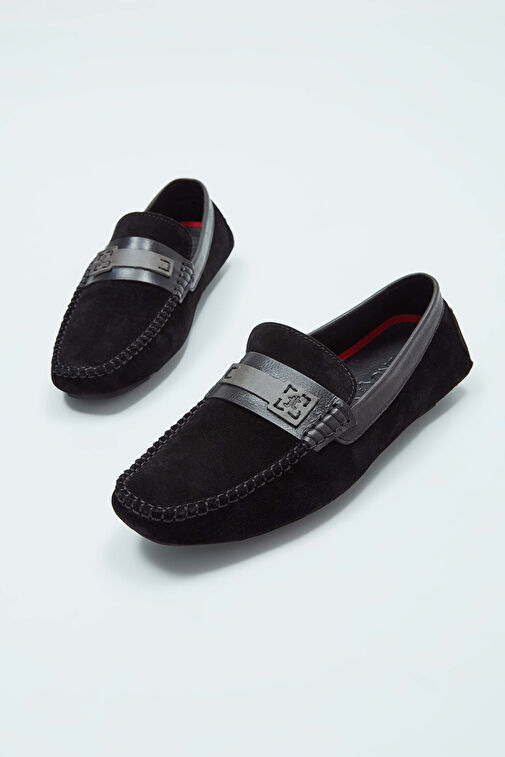 Tamer Tanca Erkek Hakiki Deri Siyah Süet Loafer Ayakkabı - Görsel 10