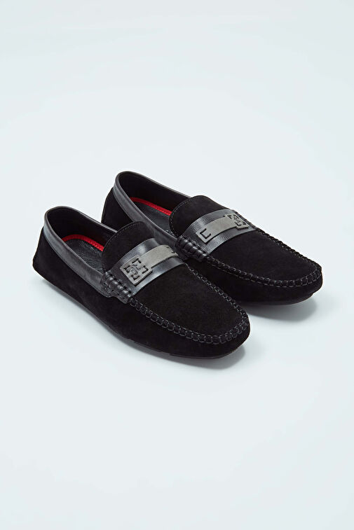 Tamer Tanca Erkek Hakiki Deri Siyah Süet Loafer Ayakkabı - Görsel 12