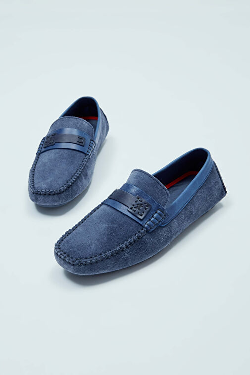 Tamer Tanca Erkek Hakiki Deri Lacivert Süet Loafer Ayakkabı - Görsel 3