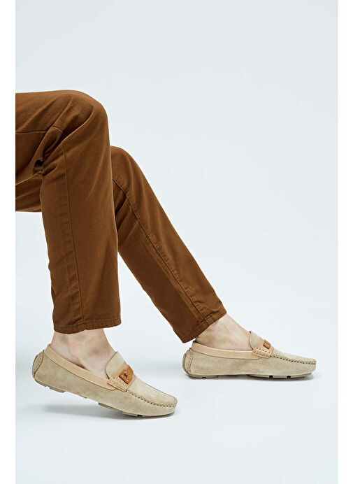 Tamer Tanca Erkek Hakiki Deri Bej Loafer Ayakkabı - Görsel 4