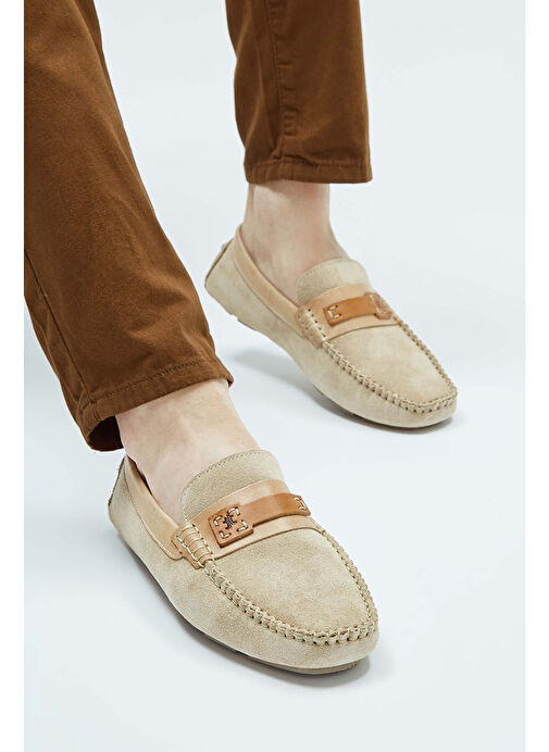 Tamer Tanca Erkek Hakiki Deri Bej Loafer Ayakkabı - Görsel 5