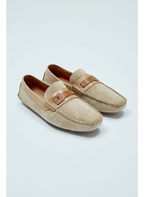 Tamer Tanca Erkek Hakiki Deri Bej Loafer Ayakkabı - Görsel 7