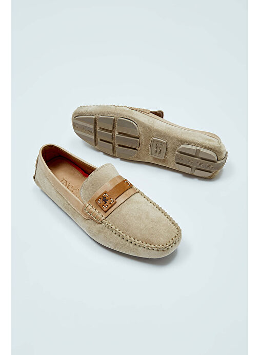 Tamer Tanca Erkek Hakiki Deri Bej Loafer Ayakkabı - Görsel 8