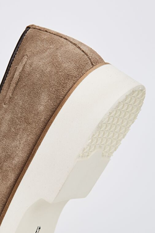 Valmenti Ottone Erkek Bej Süet Hakiki Deri Loafer Ayakkabı - Görsel 6
