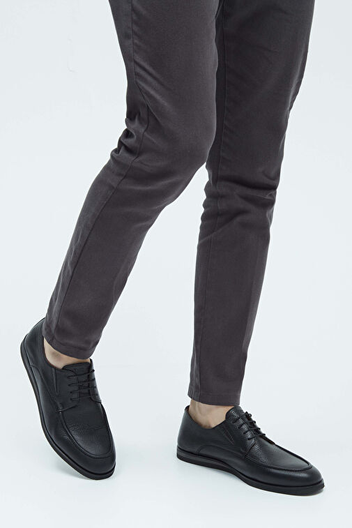 Tamer Tanca Erkek Hakiki Deri Siyah Casual Ayakkabı - Görsel 3