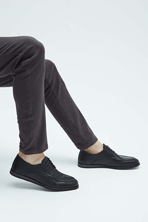 Tamer Tanca Erkek Hakiki Deri Siyah Casual Ayakkabı - Görsel 4