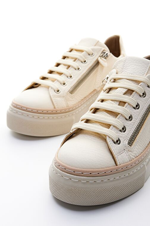 Valmenti Nora Kadın Bej Floter Hakiki Deri Sneakers & Spor Ayakkabı - Görsel 4