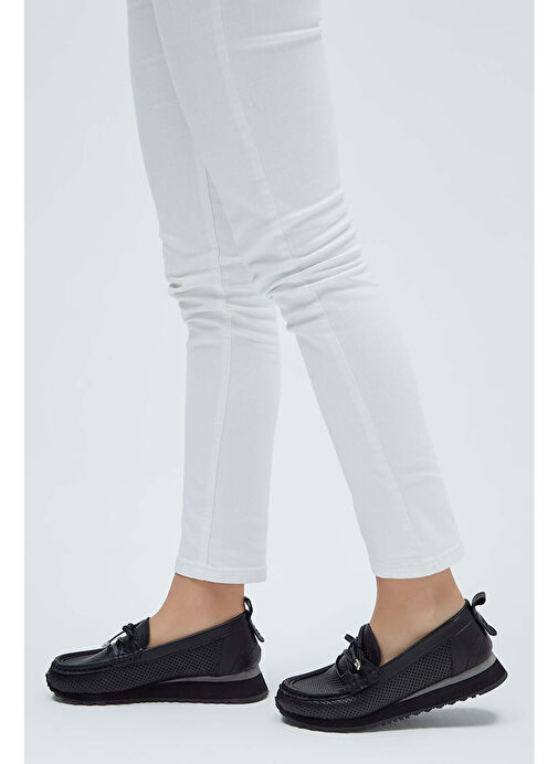 Tamer Tanca Kadın Hakiki Deri Siyah Loafer Ayakkabı - Görsel 7