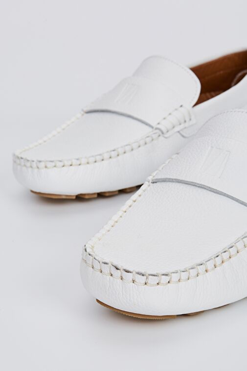 Valmenti Bona Erkek Beyaz Floter Hakiki Deri Loafer Ayakkabı - Görsel 4