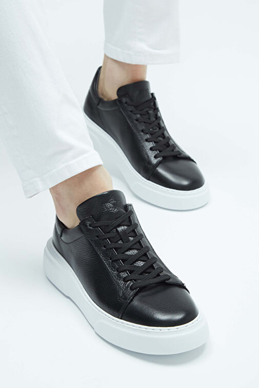 Tamer Tanca Erkek Hakiki Deri Siyah Sneakers & Spor Ayakkabı - Görsel 6