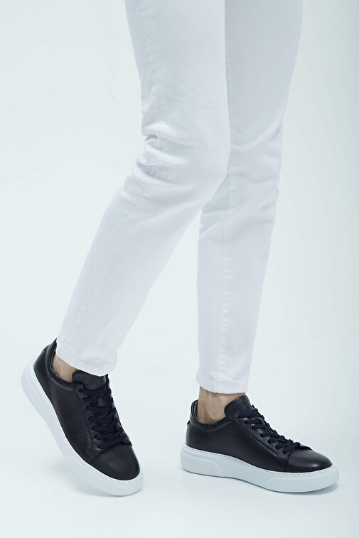 Tamer Tanca Erkek Hakiki Deri Lacivert Sneakers & Spor Ayakkabı - Görsel 3