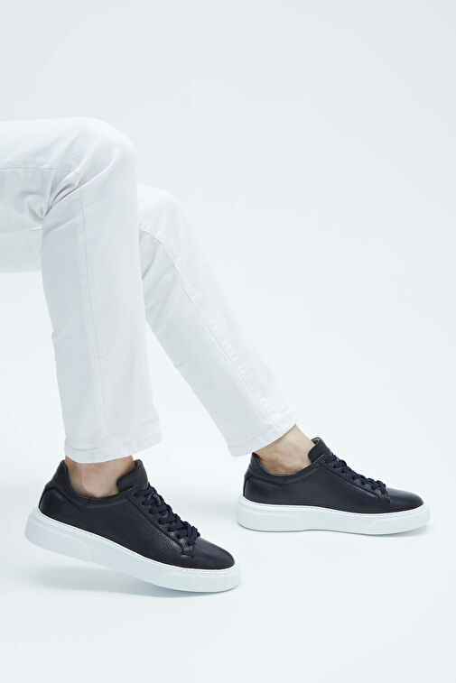 Tamer Tanca Erkek Hakiki Deri Lacivert Sneakers & Spor Ayakkabı - Görsel 4