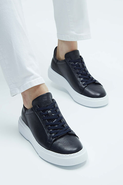 Tamer Tanca Erkek Hakiki Deri Lacivert Sneakers & Spor Ayakkabı - Görsel 5