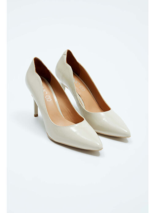 Tamer Tanca Kadın Hakiki Deri Bej Topuklu Ayakkabı - Görsel 2