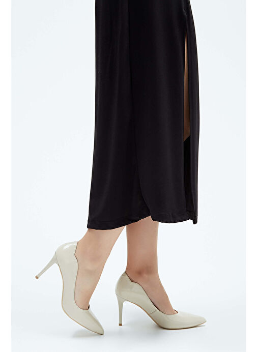 Tamer Tanca Kadın Hakiki Deri Bej Topuklu Ayakkabı - Görsel 5