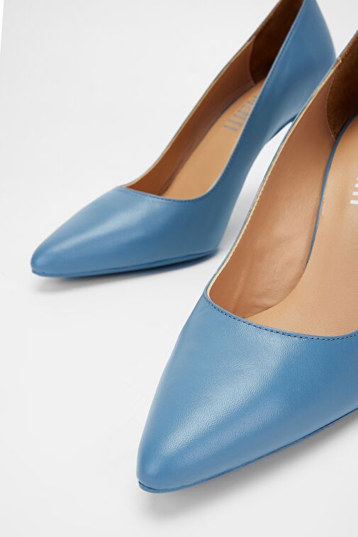 Valmenti Novella Kadın Mavi Hakiki Deri Topuklu Ayakkabı - Görsel 4
