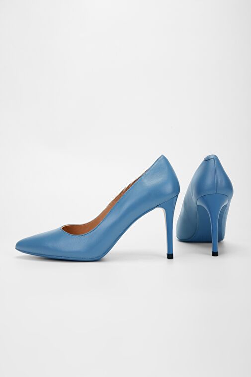 Valmenti Novella Kadın Mavi Hakiki Deri Topuklu Ayakkabı - Görsel 5