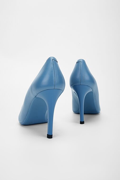 Valmenti Novella Kadın Mavi Hakiki Deri Topuklu Ayakkabı - Görsel 6