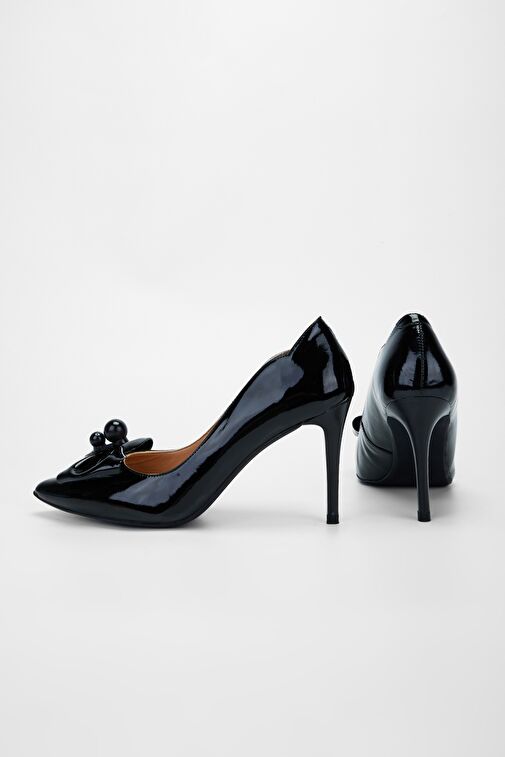 Valmenti Nozario Kadın Siyah Rugan Hakiki Deri Topuklu Ayakkabı - Görsel 5