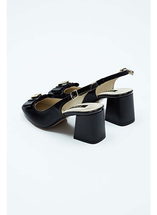 Tamer Tanca Kadın Suni Deri Siyah Topuklu Ayakkabı - Görsel 4