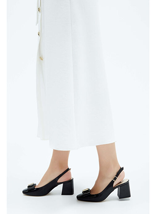 Tamer Tanca Kadın Suni Deri Siyah Topuklu Ayakkabı - Görsel 6