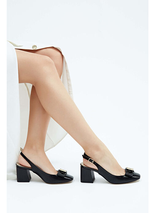 Tamer Tanca Kadın Suni Deri Siyah Topuklu Ayakkabı - Görsel 7