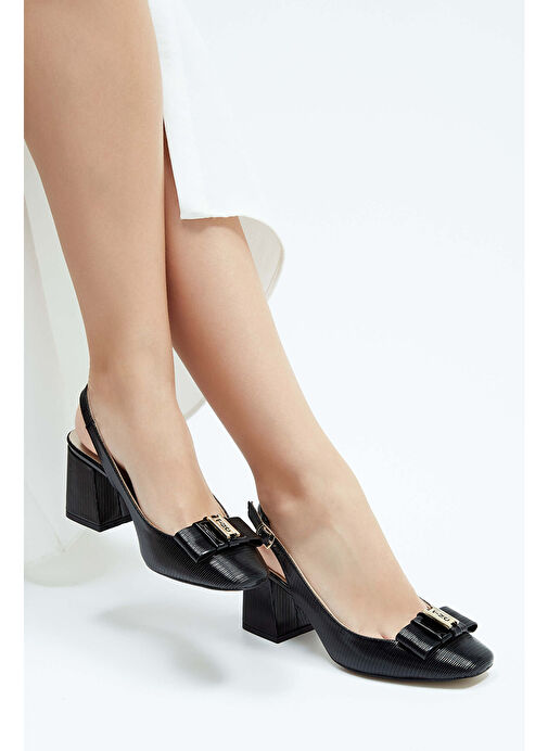 Tamer Tanca Kadın Suni Deri Siyah Topuklu Ayakkabı - Görsel 8