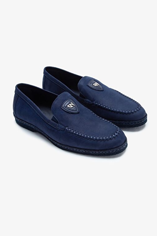 Giampiero Nicola Stephan Erkek Lacivert Nubuk Hakiki Deri Loafer Ayakkabı - Görsel 2