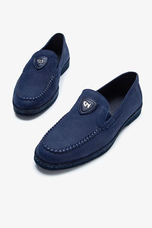 Giampiero Nicola Stephan Erkek Lacivert Nubuk Hakiki Deri Loafer Ayakkabı - Görsel 3