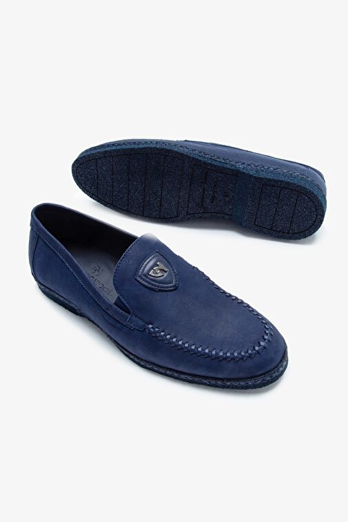 Giampiero Nicola Stephan Erkek Lacivert Nubuk Hakiki Deri Loafer Ayakkabı - Görsel 4