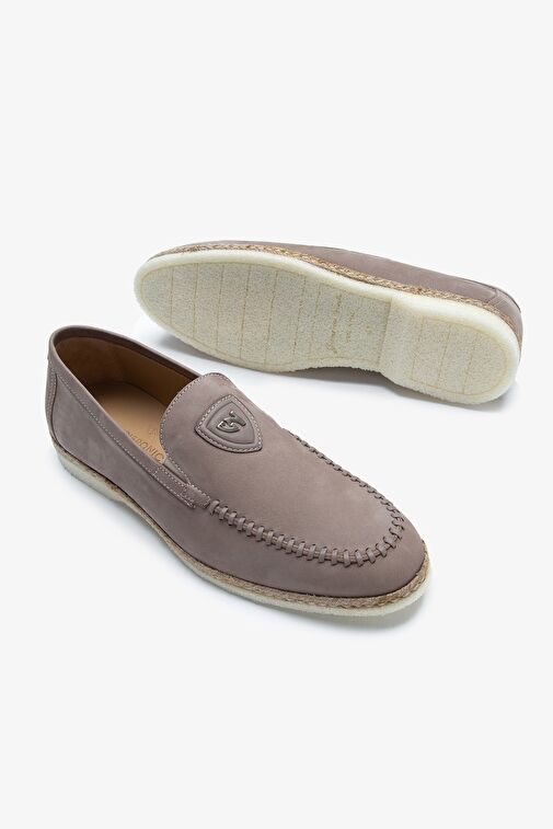 Giampiero Nicola Stephan Erkek Bej Nubuk Hakiki Deri Loafer Ayakkabı - Görsel 4