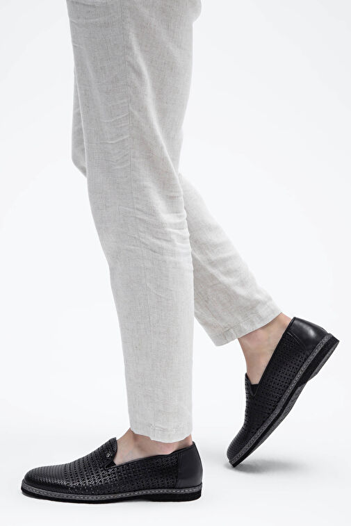 Giampiero Nicola Erkek Hakiki Deri Siyah Loafer Ayakkabı - Görsel 2