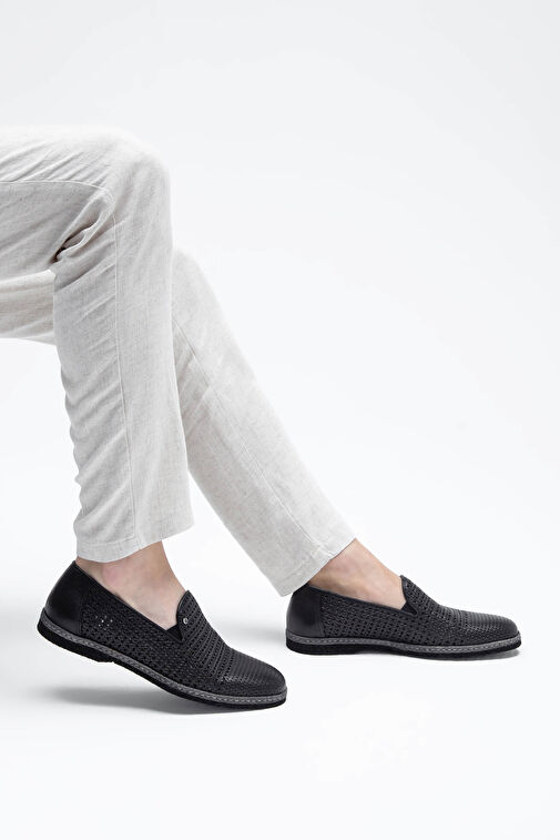 Giampiero Nicola Erkek Hakiki Deri Siyah Loafer Ayakkabı - Görsel 4