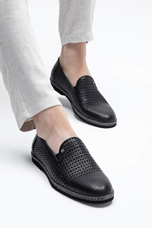 Giampiero Nicola Erkek Hakiki Deri Siyah Loafer Ayakkabı - Görsel 5