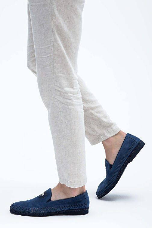 Giampiero Nicola Erkek Hakiki Deri Lacivert Loafer Ayakkabı - Görsel 2