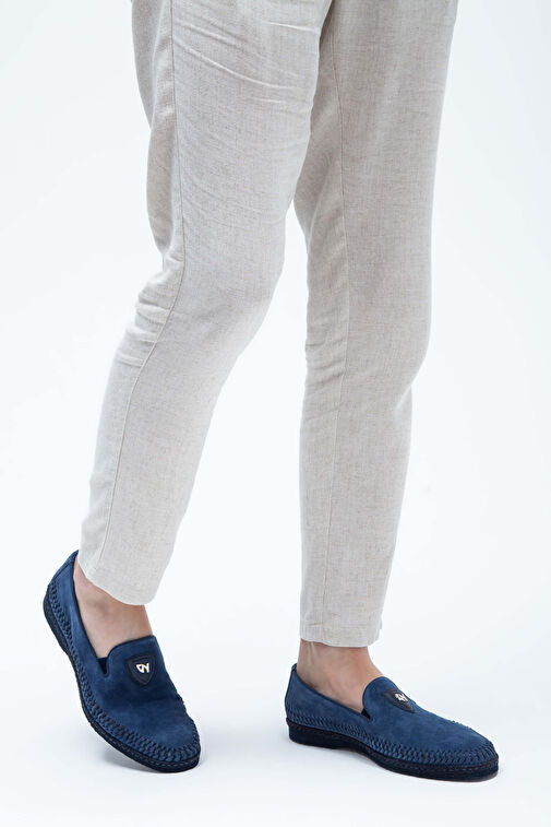 Giampiero Nicola Erkek Hakiki Deri Lacivert Loafer Ayakkabı - Görsel 3