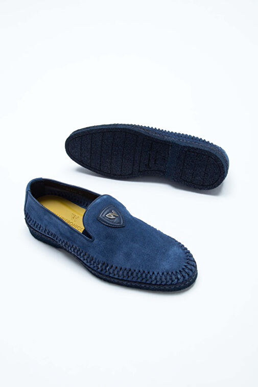 Giampiero Nicola Erkek Hakiki Deri Lacivert Loafer Ayakkabı - Görsel 8