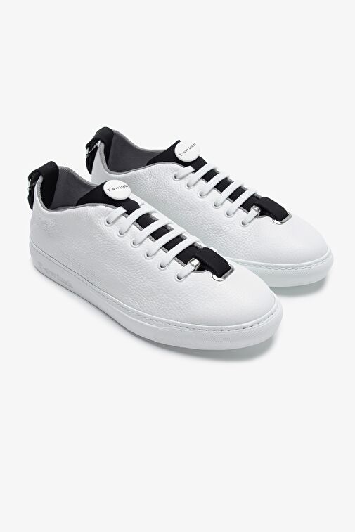 Franceschetti Mauro Erkek Beyaz\Siyah\Gri Hakiki Deri Sneakers & Spor Ayakkabı - Görsel 2