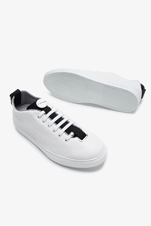 Franceschetti Mauro Erkek Beyaz\Siyah\Gri Hakiki Deri Sneakers & Spor Ayakkabı - Görsel 5