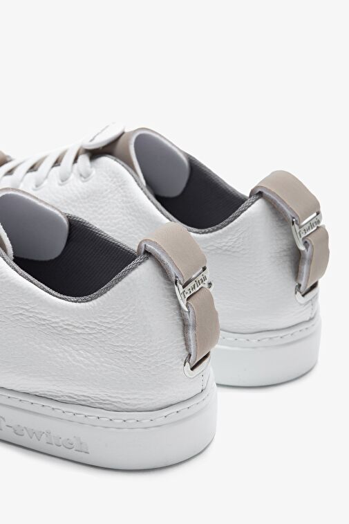 Franceschetti Mauro Erkek Beyaz\Bej\Yeşil Hakiki Deri Sneakers & Spor Ayakkabı - Görsel 4