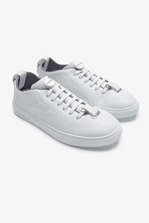 Franceschetti Mauro Erkek Beyaz\Lacivert Hakiki Deri Sneakers & Spor Ayakkabı - Görsel 2