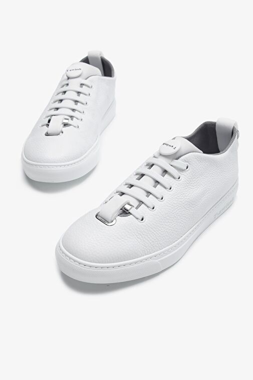 Franceschetti Mauro Erkek Beyaz\Lacivert Hakiki Deri Sneakers & Spor Ayakkabı - Görsel 3