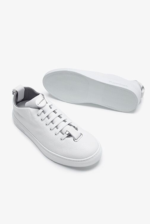 Franceschetti Mauro Erkek Beyaz\Lacivert Hakiki Deri Sneakers & Spor Ayakkabı - Görsel 5