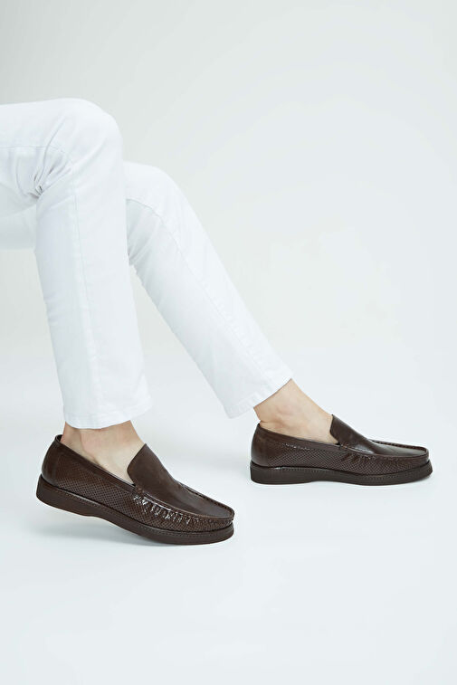 Tamer Tanca Erkek Hakiki Deri Kahverengi Loafer Ayakkabı - Görsel 4